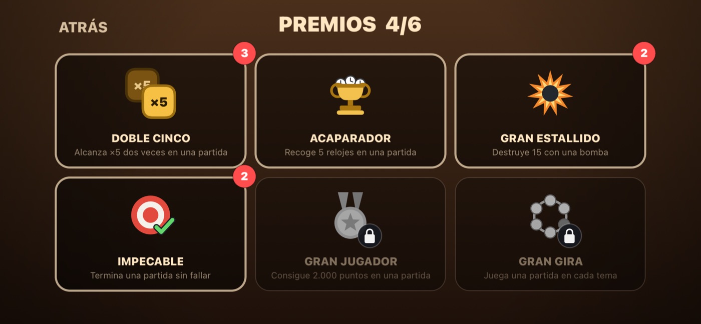 La vitrina con cuatro de seis premios