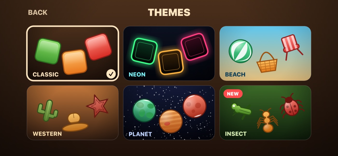 Choosing between the six themes